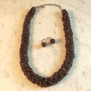 Iridescent Beaded Necklace and Earring Set